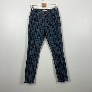 Cabi Curvy Skinny Tie Dye Blue Jeans Womens 8 Grid Acid Wash 5 Pocket Relax Pant